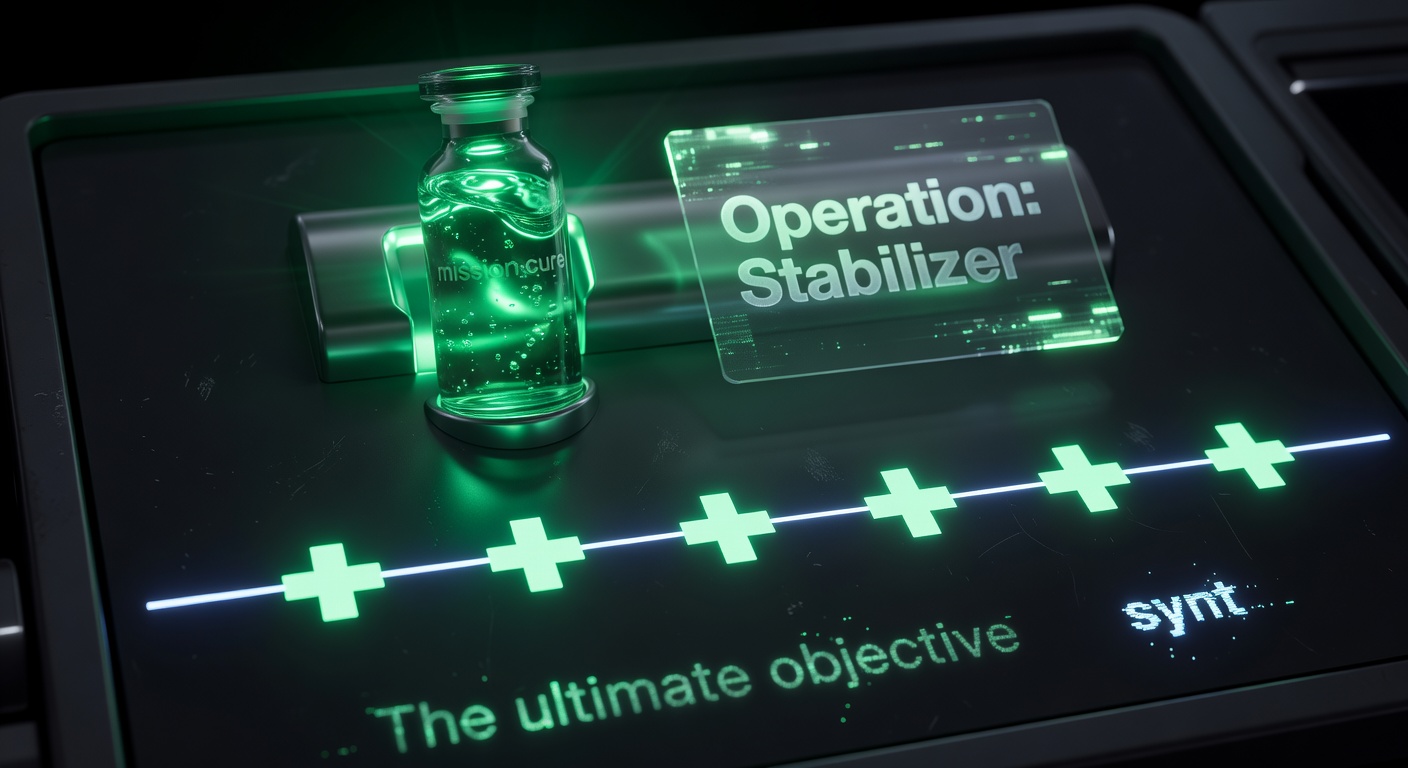 Glowing green vial of medical cure